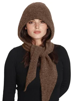 Produktbild von Kapuzenschal Damen 2-in-1 Mütze Schal Strick Winter Warm Weich Kaffee