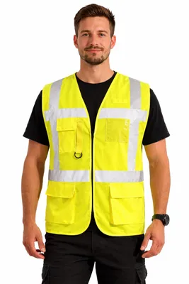 Produktbild von Warnweste mit Taschen und Reißverschluss in gelb Sicherheitsweste Größe 3XL (bei uns XS bis 7XL erhältlich)
