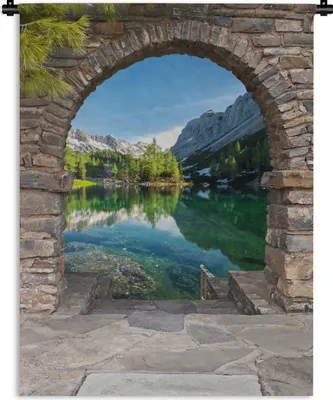 Produktbild von MuchoWow® Wandteppich Wandbehang Aussicht - Berg - Landschaft - Wasser 150x200 cm Tapisserie Dekoration Wandtuch - Wandaufhängung - Moderner