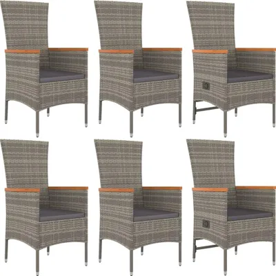 Produktbild von vidaXL 7-tlg. Garten-Essgruppe mit Kissen Grau Poly Rattan