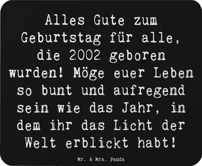 Produktbild von Mr. & Mrs. Panda Mouse Pad Spruch 2002 Geburtstag - Schwarz - Geschenk, Geburtstagsgruß, Jahrgang, Geburtstagsgeschenk, Mousepad, besondere Geschenke, Happy Birthday, 20.