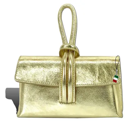 Imagen del producto de Bolso de noche de cuero dorado Florence Tasche, modelo D2OTF834Z