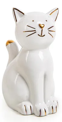 Porzellan-Katzenfigur mit Goldakzenten, 13,5 x 10 cm