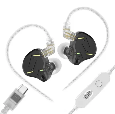 Obrázek produktu pro Sluchátka, technologie hybridních reproduktorů, odnímatelný kabel s povrchovou úpravou stříbrem, černá barva, mikrofon typu C