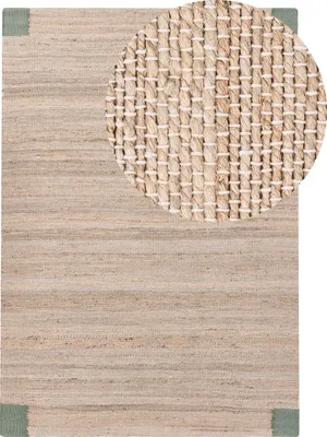 Obrázek produktu pro BELIANI Koberec béžový a zelený jutový 160 x 230 cm obdélníkový tkaný rustikální styl obývací pokoj ložnice