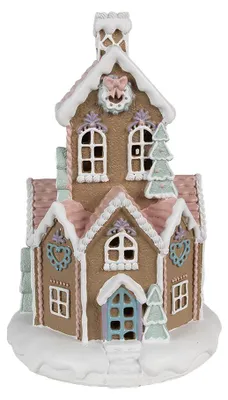 Produktbild von Clayre & Eef Lebkuchenhaus mit LED 22 cm Braun Polyresin