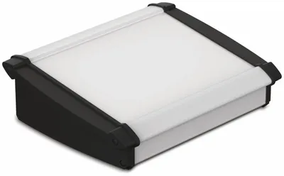 Produktbild von BOPLA Pultgehäuse, Alu-Topline, Aluminium / ABS, 181,2 x 200 x 68,2 mm, IP54, naturfarben / schwarz