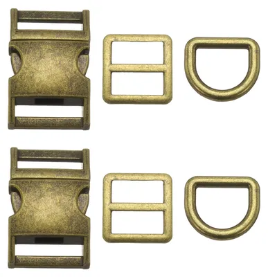 Produktbild von Metall Steckschnalle mit D-Ring - 15 mm Schnellverschluss - 2 Stück - Messing