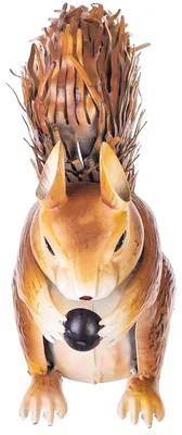 Image de Figurine d'écureuil pour le jardin - Sculpture en métal - 28 cm - Pour le jardin et la terrasse - Décoration animalière - Multicolore