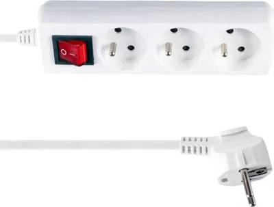 Zdjęcie produktu dla Libox LB0081-5, 5 m, Wewnętrzna, Pleciony, Biały, 3 x gniazdo sieciowe, 230 V