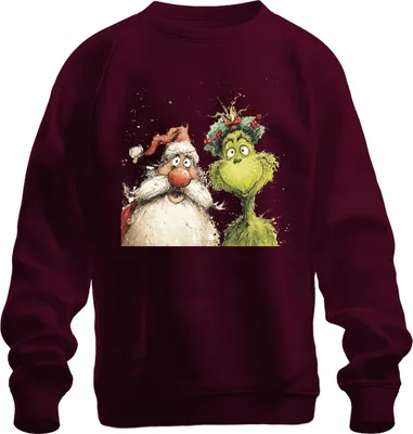 Produktbild von Grinch Weihnachtsmann lustig Weihnachten Geschenk grün Kranz Uni Sweatshirt Pullover, Burgundy, XXL