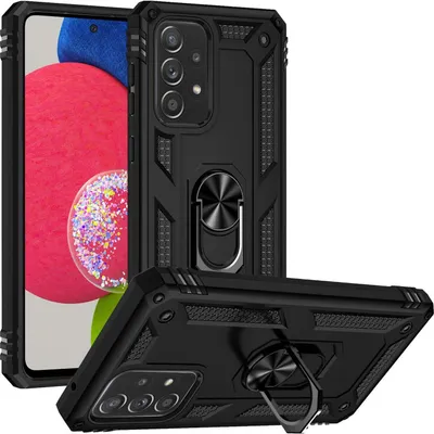 Produktbild von Conie Outdoor Schutzhülle für Samsung Galaxy A52 4G/5G Tasche Silikon Hard Case Cover Hülle mit Halter Ständer in Schwarz