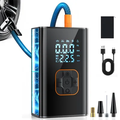 Produktbild von Kabelloser Autokompressor mit Reifendruckanzeige, 2000mah*2 Elektrischer Luftkompressor, 150 PSI Luftpumpe mit Powerbank