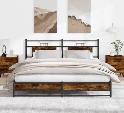 Obrázok produktu pre Maison Exclusive – kovová posteľ bez matraca, dub údený, 180 x 200 cm