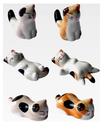 Produktbild von Keramik Katze Stäbchenhalter - 6 Stück Essstäbchen Halter aus Keramik
