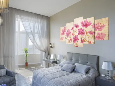 Produktbild von Akustikbild Blumen 200x100 cm Bilder Akustikschaum Hochleistungsschallabsorber Schallschutz Leinwand 5 tlg Wandbild Raumakustik Schalldämmung b-A-0220-b-o