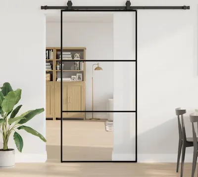 Produktbild von CLORIS Schiebetür mit Beschlag Schwarz 102x205 cm ESG-Glas 3375843