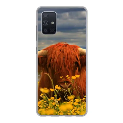 Produktbild von MuchoWow® Handyhülle Schutzhülle Hülle für Samsung Galaxy A51 Schottischer Highlander - Tiere - Blumen Silikon Softcase Handy Hülle - Schutzabdeckung