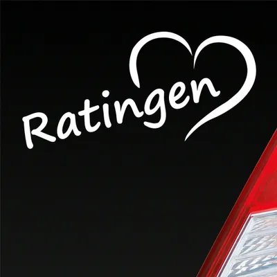 Produktbild von Auto Aufkleber Ratlingen Herz Stadt City Liebe Love Heart 17x8 cm Weiss Glanz Sticker Heckscheibenaufkleber
