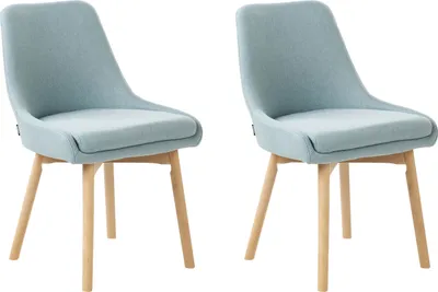 Produktbild von BELIANI Esszimmerstuhl 2er Set Hellblau Stoffbezug Dicke Sitzkissen Helle Holzbeine Ohne Armlehnen Modern Wohnzimmer Küche Wohnküche Polsterstuhl