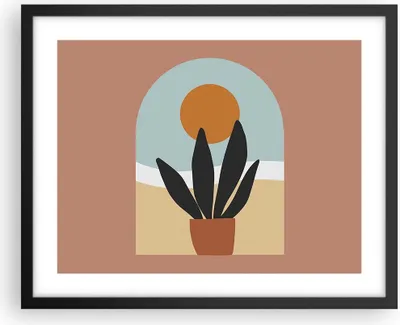 Produktbild von Gerahmtes Poster - Schwarzer Rahmen - Minimalistisch Fenster Blume - 50x40 cm - Wand Bild - Wanddeko - Wandbilder - Kunstposter - Wandposter - Bilderrahmen - Bilder - Kunstdruck - P2BAA50x40-4473