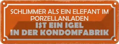 Produktbild von vianmo Blechschild 10x27 cm Elefant Porzellanladen Igel in Dekoration Spruch Zitat