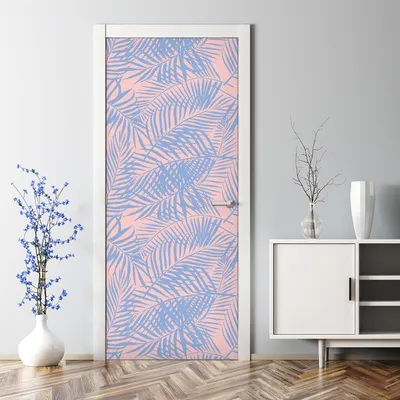 Produktbild von Dekorative Türposter selbstklebend Klebefolie Wandaufkleber Türaufkleber Palmen blau rosa 85 x 200 cm