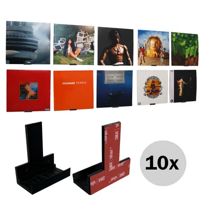 Produktbild von LP Wandhalterung - Schwarz - 10er Set - Vinyl Schallplatten Wandregal Display