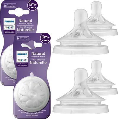 Imagen del producto de Tetina para biberón Philips Avent SCY96502, para bebés mayores de 6 meses, flujo rápido, sin , paquete de 4 unidades