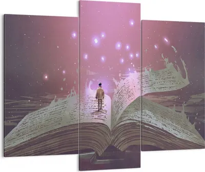 Produktbild von Bild auf Leinwand - Leinwandbild - Fantasy Buch - 130x100cm - Wand Bild - Wanddeko - Wandbilder - Leinwanddruck - Bilder - Kunstdruck - Wanddekoration - Leinwand bilder - Wandkunst - CB130x100-4010