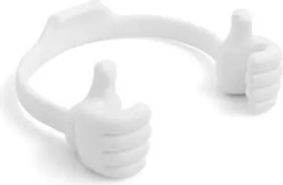 Produktbild von System-S Universal Tischständer Silikon Smartphone-Halter Handy Ständer Halter Halterung flexibel Daumen hoch für Smartphone und Tablet PC weiß