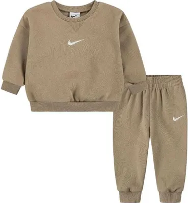 Produktbild von Nike Kids Essential Fleece Crew Langarm-set Beige,Braun 12 Months Jungen,Mädchen Beige,Braun 12 Months