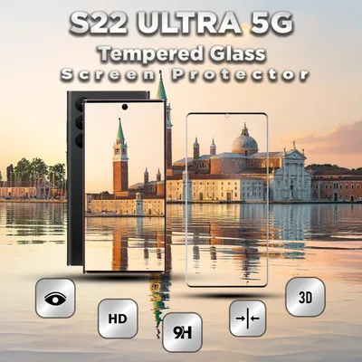 Obrázek produktu pro 1-balení Samsung S22 Ultra (5G) Ochranné sklo na displej - Tvrzené sklo 9H - Super kvalita 3D