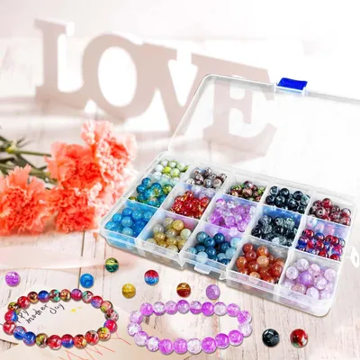 Immagine prodotto di Perline per braccialetti - 300 pezzi di gemme naturali ed elastici trasparenti - perfetti per i gioielli fai da te