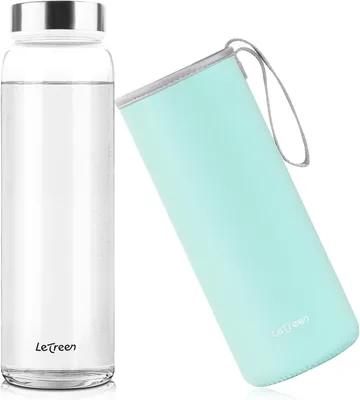 Obrázok produktu pre Sklenená fľaša na pitie 1000 ml, s neoprénovým puzdrom, pre šport