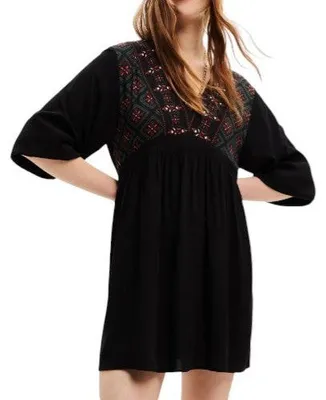 Zdjęcie produktu dla Desigual kamizelka Marian Women Dressczarna wzorzysta, oversize z rękawami 3/4