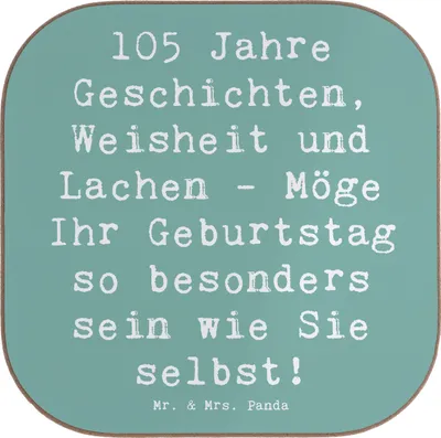 Produktbild von Mr. & Mrs. Panda Untersetzer für Gläser Spruch 105. Geburtstag - Meeresbrise - Geschenk, Weisheit, Tischuntersetzer, Lebensgeschichten, Feier, Coaster, Tassenuntersetzer