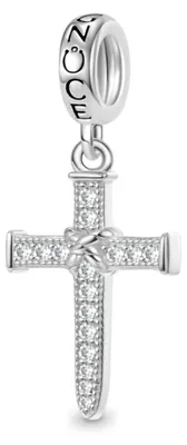 Produktbild von Gnoce Charm Anhänger Kreuz mit Zirkonia GSC043 Silber
