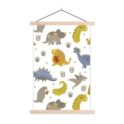 Obrázek produktu pro MuchoWow® Textilní plakát - Dinosaurus - Děti - Design - Chlapci - Dívky - Děti - 60x90cm - S hnědými lamelami