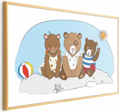 Produktbild von Posterpapier Poster - Bears on the Beach 60x40 cm Für Kinder e-A-0108-ao-a