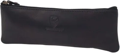 Produktbild von Stifteetui aus schwarzem Leder mit Reißverschluss, 210 x 80 mm
