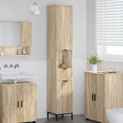 Image de Armoire de salle de bain Exclusive, en chêne Sonoma, dimensions : 31,5 x 33 x 190 cm