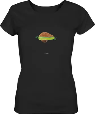 Produktbild von Mr. & Mrs. Panda Oberteil Damen Avocado Yoga Größe L - Schwarz - Geschenk, Basic T-Shirt, Sommershirt, Sport, Bauch, Shirt, Humor, Baumwoll, Hilfe, Haha