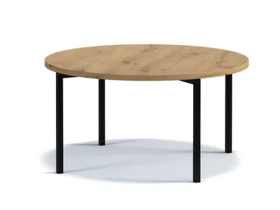 Zdjęcie produktu dla Stolik Kawowy SIGMA SM-03 Dąb Artisan Do Salonu Czarne Metalowe Nogi Okrągły