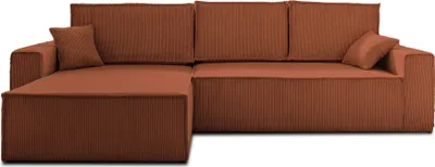 Produktbild von Best Möbel Dellia, Ecksofa beidseitig montierbar mit Schlaffunktion, mit Bettkasten, aus Cord, 4-Sitzer , Terrakotta