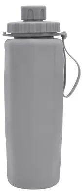 Produktbild von Silikon-Wasserflasche, 600 ml, tragbar, faltbar, weich, für Reisen, Wandern, Rucksackreisen, Camping, Grau