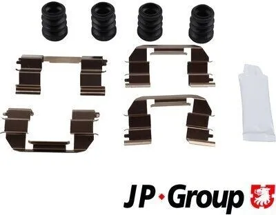 Produktbild von JP GROUP 6364002810 Zubehörsatz Scheibenbremsbelag Vorne für CHEVROLET AVEO Schrägheck (T300) AVEO Stufenheck (T300) Cobalt II