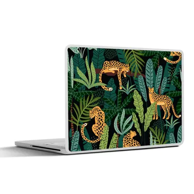 Produktbild von MuchoWow® Laptop Aufkleber Sticker Cover Dschungel - Panther - Muster - Jungen - Mädchen - Pflanzen 36.5x27.5 cm - Laptop-Sticker