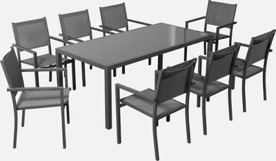Immagine prodotto di Set tavolo da giardino in alluminio con 8 sedie, Antracite