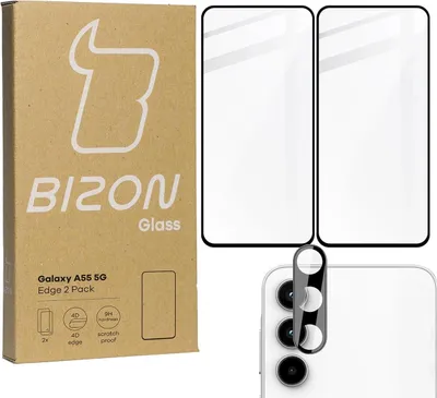 Produktbild von BIZON Edge 2x Bildschirmglas + Kameraglas Samsung Galaxy A55 5G